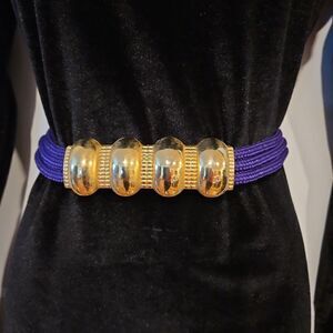 Vintage Purple Rope Belt Large Gold Hardware Hook Back Closure sz L/XL waist 40"